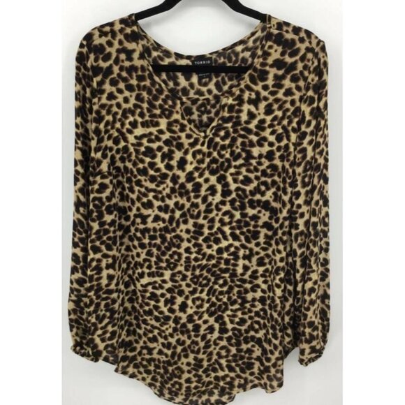 Torrid Top Plus Size 1X Brown Animal Tunic Women - Picture 1 of 6